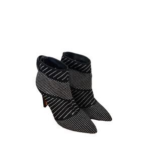 Express Black Embellished Silver Dotted Stiletto Booties Women SZ 6